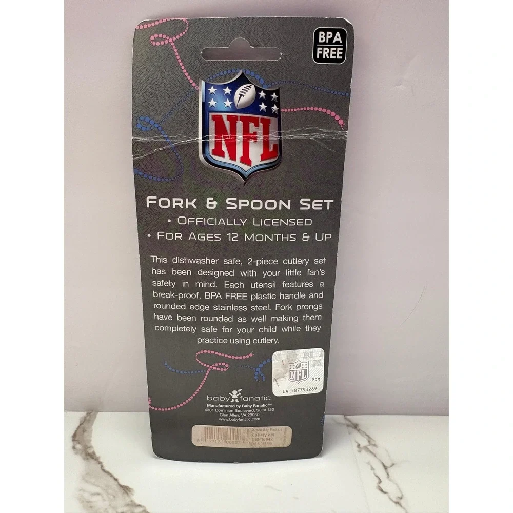 NFL Green Bay Packers Toddler Fork and Spoon Set Baby Fanatic BPA Free‎ Cutlery